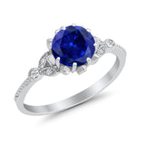 Art Deco Design Fashion Ring Round Simulated Cubic Zirconia 925 Sterling Silver