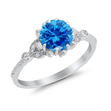 Art Deco Design Fashion Ring Round Simulated Cubic Zirconia 925 Sterling Silver
