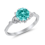 Art Deco Design Fashion Ring Round Simulated Cubic Zirconia 925 Sterling Silver