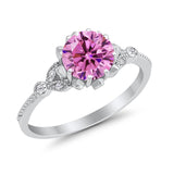 Art Deco Design Fashion Ring Round Simulated Cubic Zirconia 925 Sterling Silver