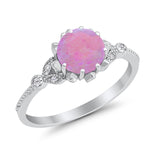 Art Deco Design Fashion Ring Round Simulated Cubic Zirconia 925 Sterling Silver