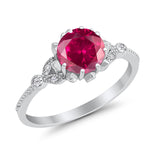 Art Deco Design Fashion Ring Round Simulated Cubic Zirconia 925 Sterling Silver