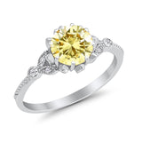 Art Deco Design Fashion Ring Round Simulated Cubic Zirconia 925 Sterling Silver