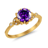 Art Deco Design Fashion Ring Round Simulated Cubic Zirconia 925 Sterling Silver
