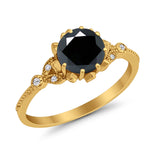 Art Deco Design Fashion Ring Round Simulated Cubic Zirconia 925 Sterling Silver