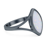 Solitaire Ring Marquise Shape Created Opal Split Shank 925 Sterling Silver (15mm)