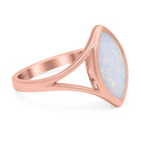 Solitaire Ring Marquise Shape Created Opal Split Shank 925 Sterling Silver (15mm)