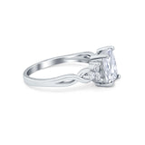 Emerald Cut Wedding Bridal Ring Simulated Cubic Zirconia 925 Sterling Silver