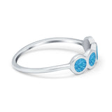 Petite Dainty Eternity Thumb Rings Round Simulated Opal 925 Sterling Silver