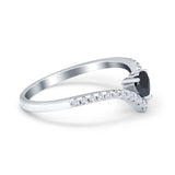 Chevron Midi V Ring Heart Simulated Stone Cubic Zirconia 925 Sterling Silver