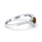 Chevron Midi V Ring Heart Simulated Stone Cubic Zirconia 925 Sterling Silver