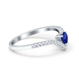 Chevron Midi V Ring Heart Simulated Stone Cubic Zirconia 925 Sterling Silver