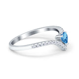 Chevron Midi V Ring Heart Simulated Stone Cubic Zirconia 925 Sterling Silver
