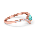Chevron Midi V Ring Heart Simulated Stone Cubic Zirconia 925 Sterling Silver