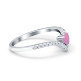 Chevron Midi V Ring Heart Simulated Stone Cubic Zirconia 925 Sterling Silver