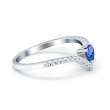 Chevron Midi V Ring Heart Simulated Stone Cubic Zirconia 925 Sterling Silver