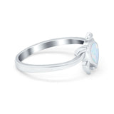 Turtle Ring Band Simulated Opal Cubic Zirconia 925 Sterling Silver