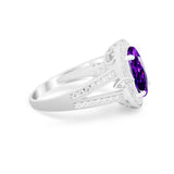 Art Deco Engagement Bridal Ring Simulated Cubic Zirconia 925 Sterling Silver