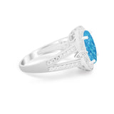 Art Deco Engagement Bridal Ring Simulated Cubic Zirconia 925 Sterling Silver