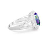 Art Deco Engagement Bridal Ring Simulated Cubic Zirconia 925 Sterling Silver