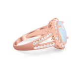 Art Deco Engagement Bridal Ring Simulated Cubic Zirconia 925 Sterling Silver