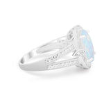 Art Deco Engagement Bridal Ring Simulated Cubic Zirconia 925 Sterling Silver