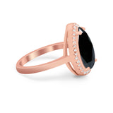 Halo Teardrop Wedding Ring Pear Simulated Cubic Zirconia 925 Sterling Silver