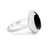 Halo Teardrop Wedding Ring Pear Simulated Cubic Zirconia 925 Sterling Silver