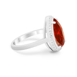 Halo Teardrop Wedding Ring Pear Simulated Cubic Zirconia 925 Sterling Silver