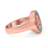 Tree of Life Band Ring Simulated Cubic Zirconia Opal 925 Sterling Silver