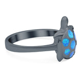 Turtle Ring Band Lab Created Opal 925 Sterling Silver (14mm)