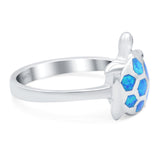 Turtle Ring Band Lab Created Opal 925 Sterling Silver (14mm)