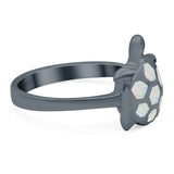 Turtle Ring Band Lab Created Opal 925 Sterling Silver (14mm)