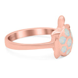 Turtle Ring Band Lab Created Opal 925 Sterling Silver (14mm)