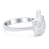 Turtle Ring Band Lab Created Opal 925 Sterling Silver (14mm)