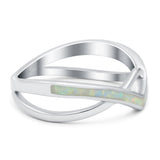 Criss Cross V Shape Ring Band Lab Created Opal 925 Sterling Silver (6mm)