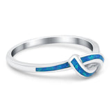 Knot Ring Band Lab Created Opal 925 Sterling Silver (7mm)