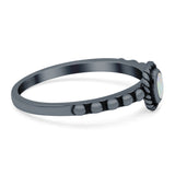 Oval Shape Ring Band Lab Created Opal 925 Sterling Silver (7mm)
