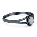 Oval Shape Ring Band Lab Created Opal 925 Sterling Silver (7mm)