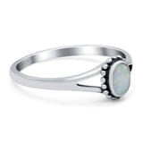 Oval Shape Ring Band Lab Created Opal 925 Sterling Silver (7mm)