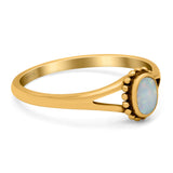 Oval Shape Ring Band Lab Created Opal 925 Sterling Silver (7mm)