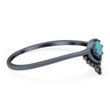 Bali Band Ring Round Simulated Turquoise 925 Sterling Silver