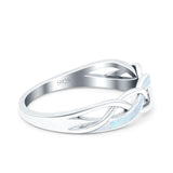 Criss Cross Ring Band Lab Created Opal 925 Sterling Silver (5mm)