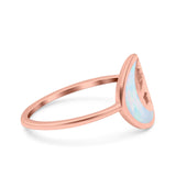 Moon and Stars Ring Band Lab Created Opal 925 Sterling Silver (12mm)