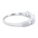 Eternity Band Wedding Ring Lab Created White Opal 925 Sterling Silver