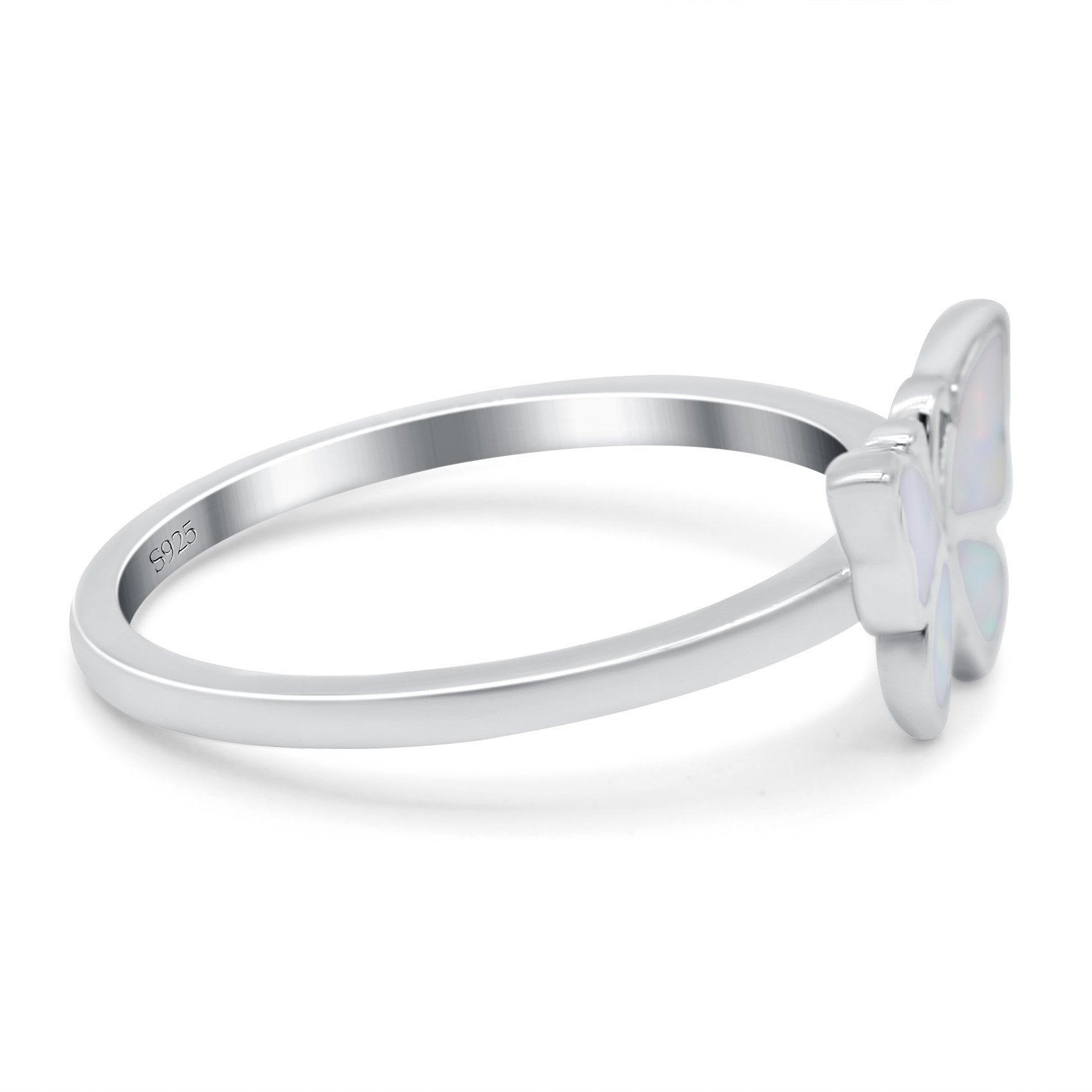 Butterfly Ring Band Lab Created Opal 925 Sterling Silver (8mm)