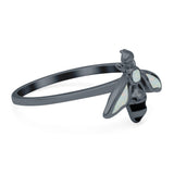 Bee Ring Band Lab Created Opal 925 Sterling Silver (11mm)