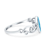 Filigree Thumb Ring Marquise Ring Band Lab Created Opal 925 Sterling Silver (9.5mm)