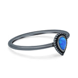 Thumb Ring Teardrop Pear Shape Ring Band Lab Created Opal 925 Sterling Silver (7mm)
