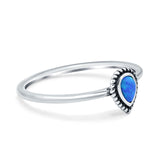 Thumb Ring Teardrop Pear Shape Ring Band Lab Created Opal 925 Sterling Silver (7mm)